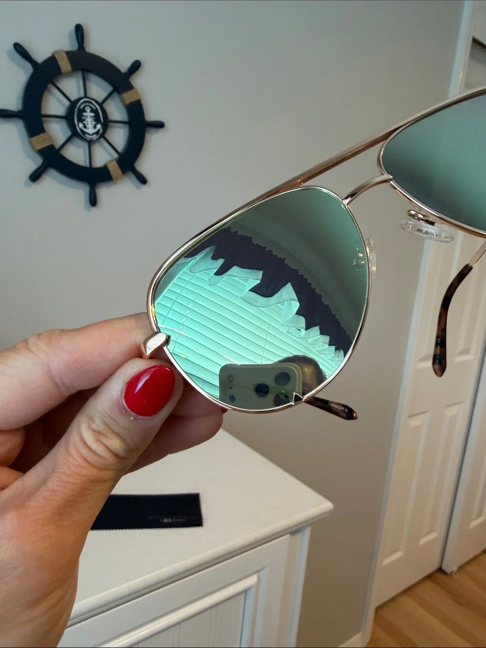 Quay Australia Aviator Sunglasses with Green Mirrored Lenses and Gold Frame